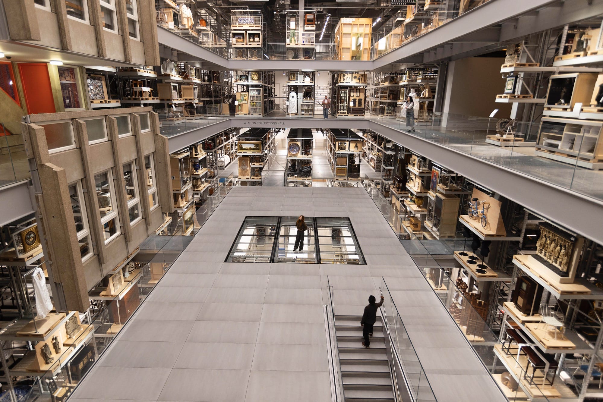 the interior of a contemporary museum collection storehouse